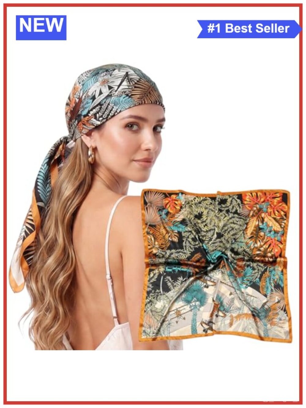 Silk Satin Head Scarf 35 Inch Square Hair Wrap Bandana for Sleeping